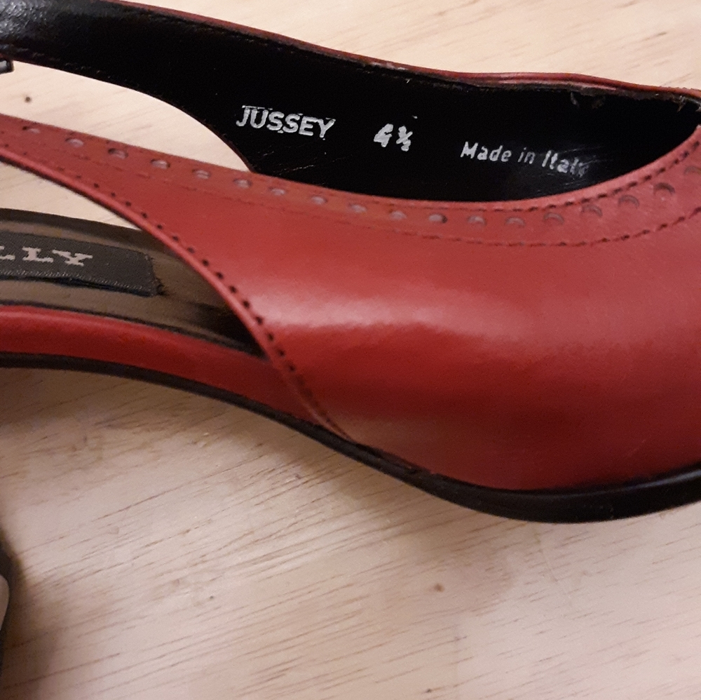 Vintage Red Leather Bally Jussey Slings UK 4.5 US 6.5 - Picture 4 of 6